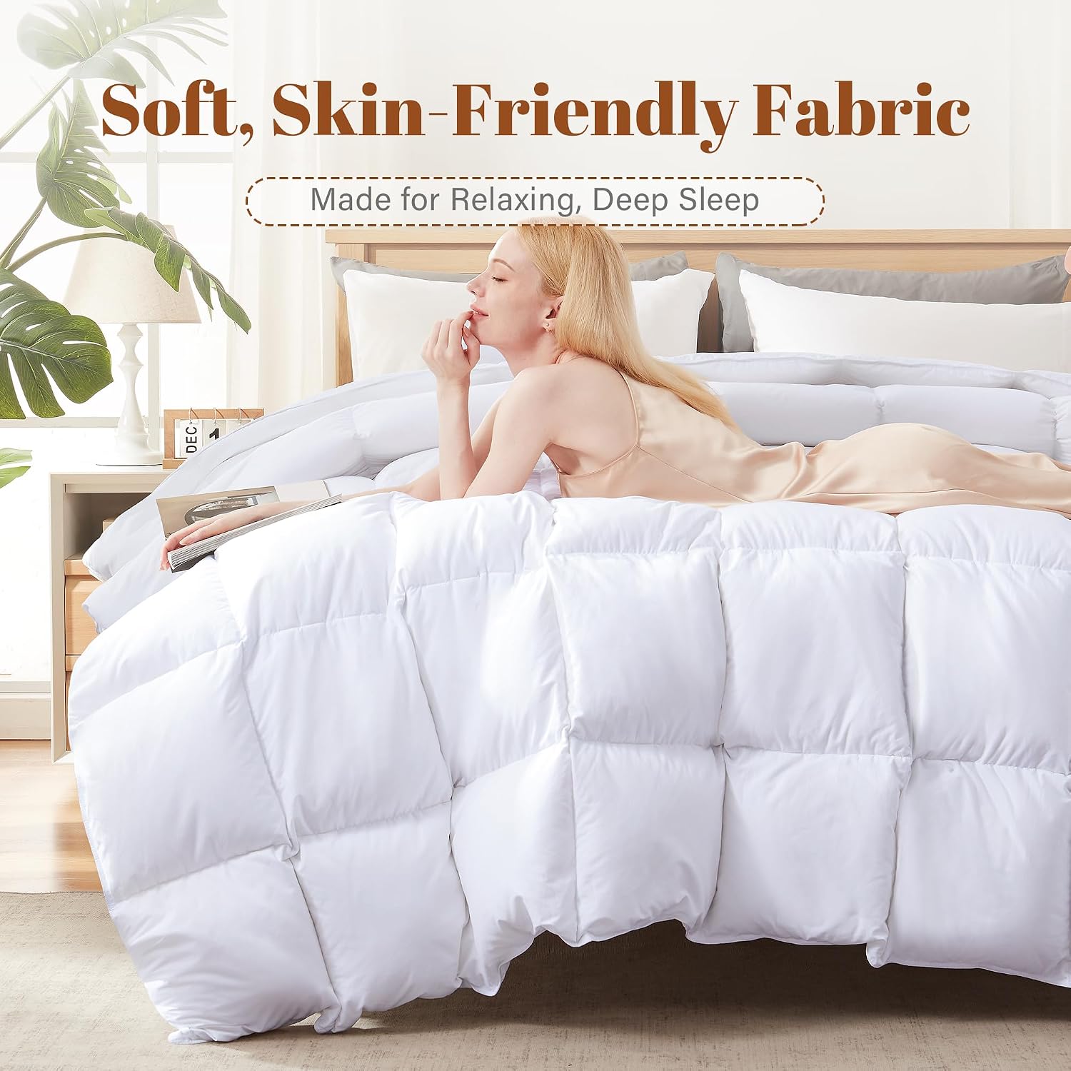 Thumbnail 6 de Cosybay King Feather and Down Fiber Comforter Insert, Cotton Cover, Medium Warmth