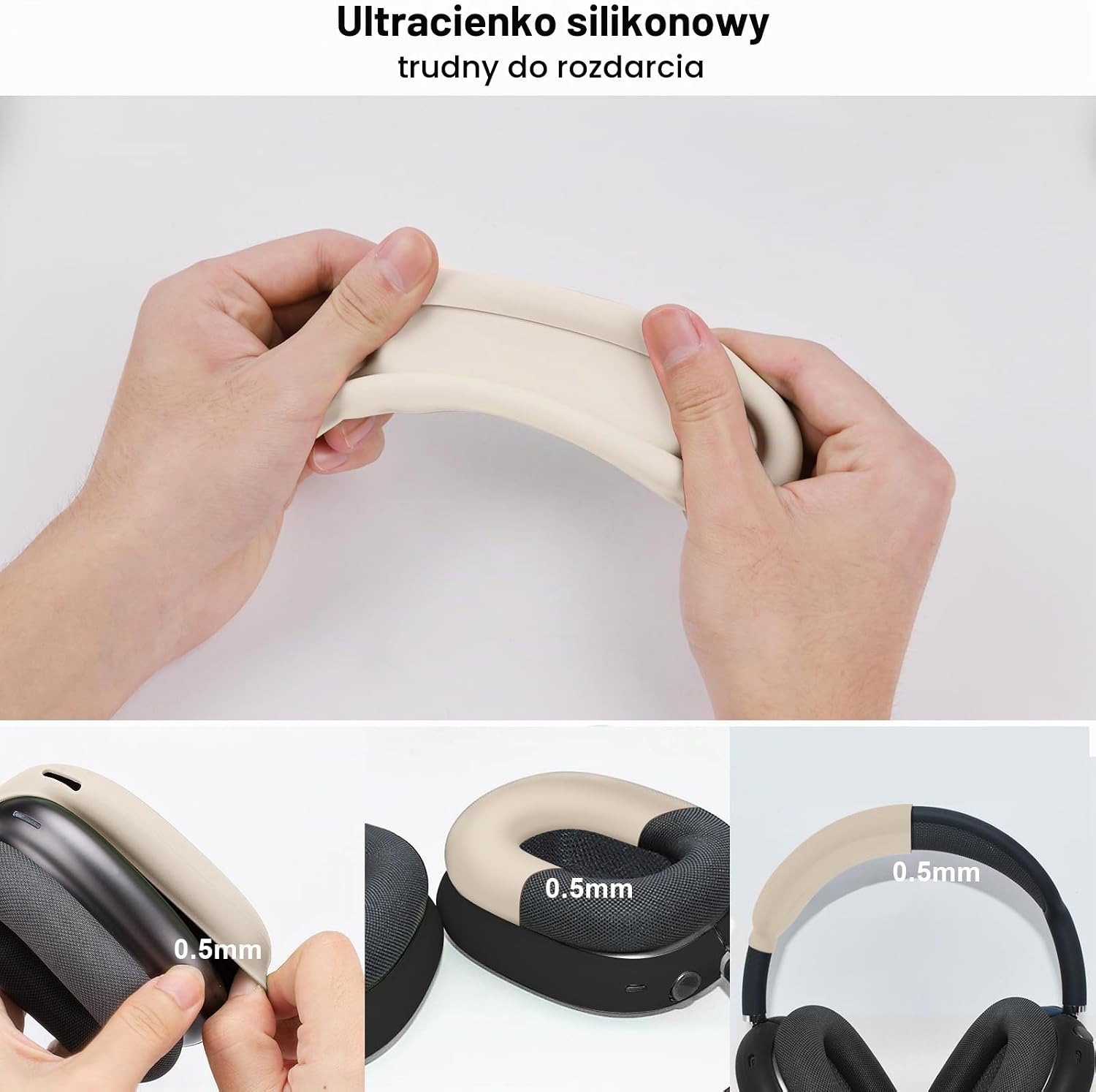 Detalle de Ainiv silikonowe etui 3 w 1 do AirPods Max, Starlight
