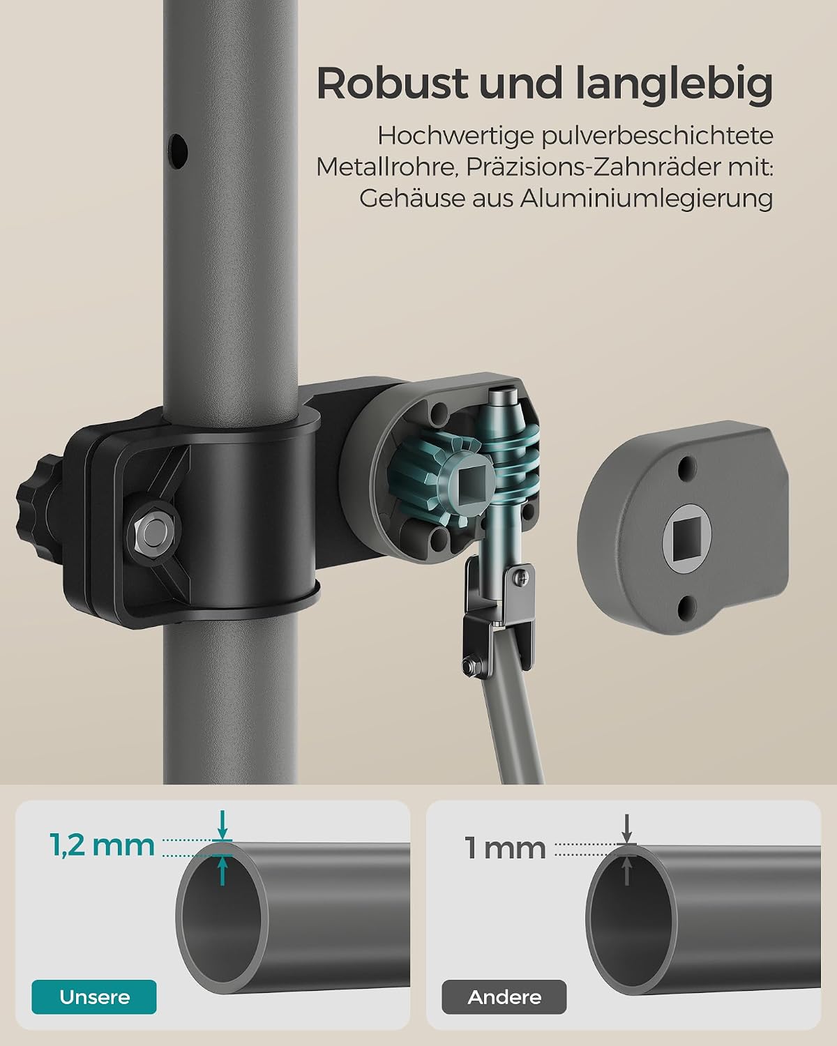 Detalle 2 de SONGMICS Klemmmarkise GSA352G02 – höhenverstellbar, ohne Bohren, inkl. Handkurbel