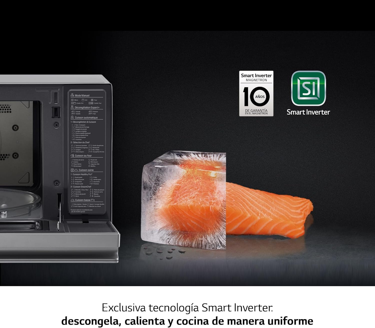 Thumbnail 2 de LG MJ3965ACS forno microonde Smart Inverter combinato ventilato con cottura a vapore, 39 litri, piatto Crispy