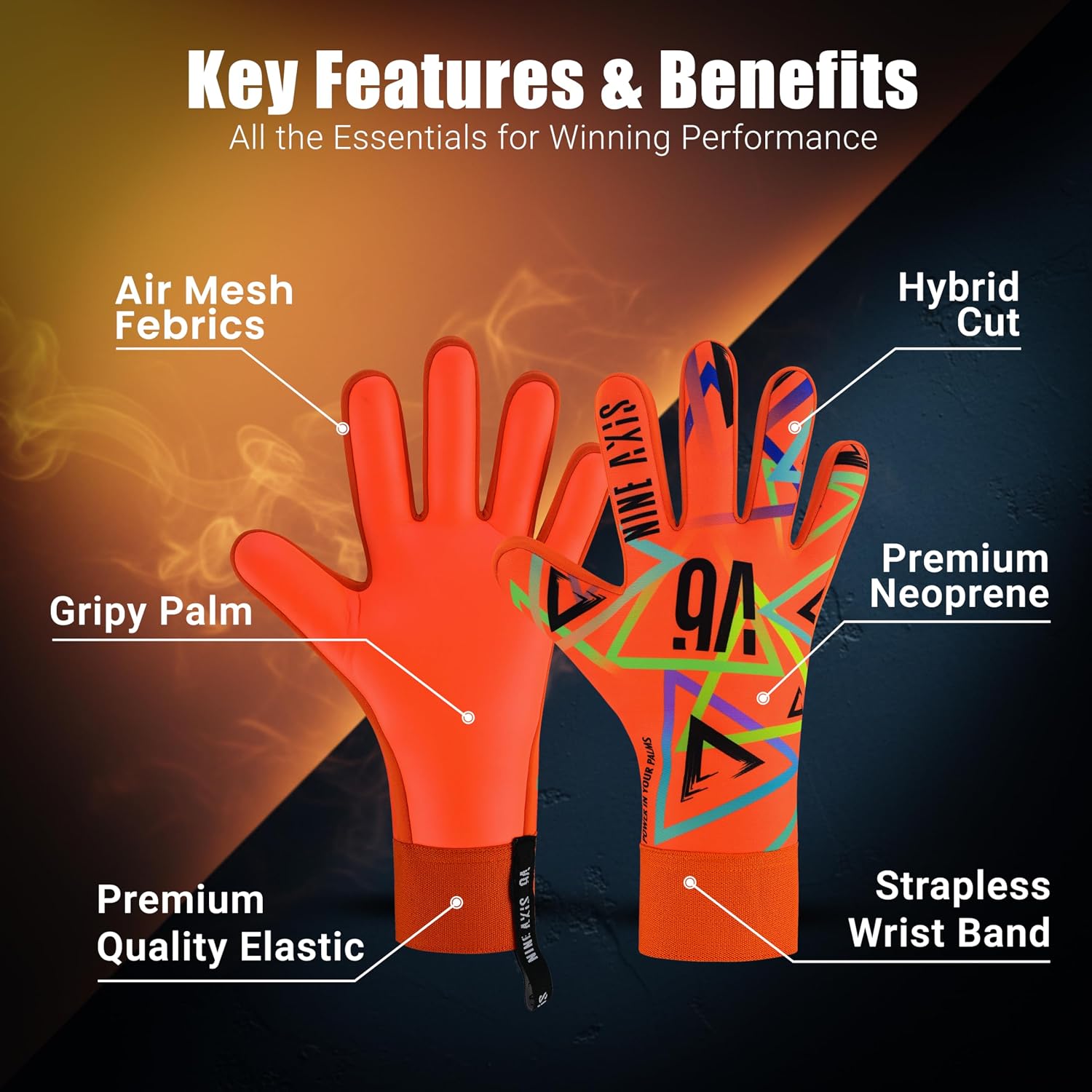 Detalle de NINE AXIS Youth Goalkeeper Gloves with Latex Palm