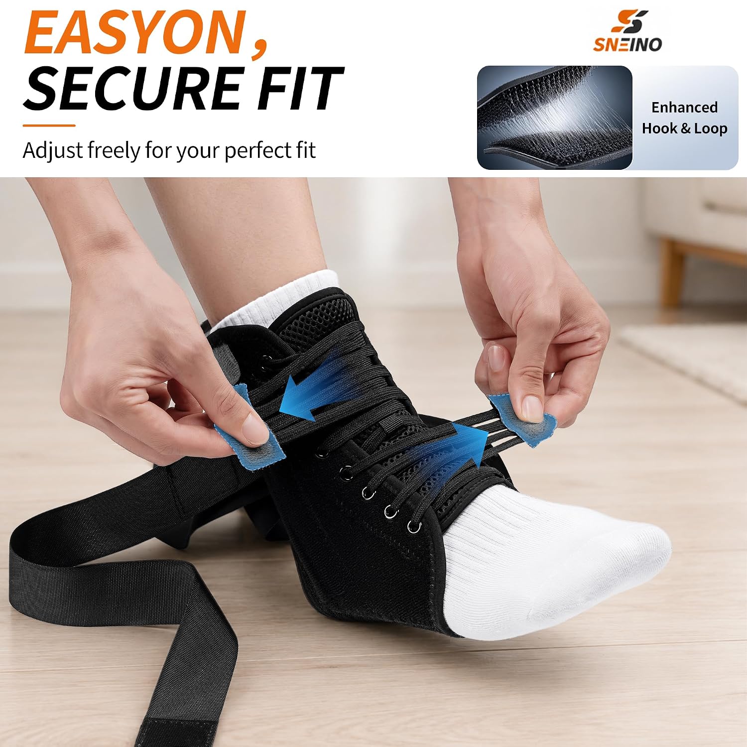 Detalle de SNEINO Ankle Brace, Medium Black Lace-Up Support with Adjustable Straps