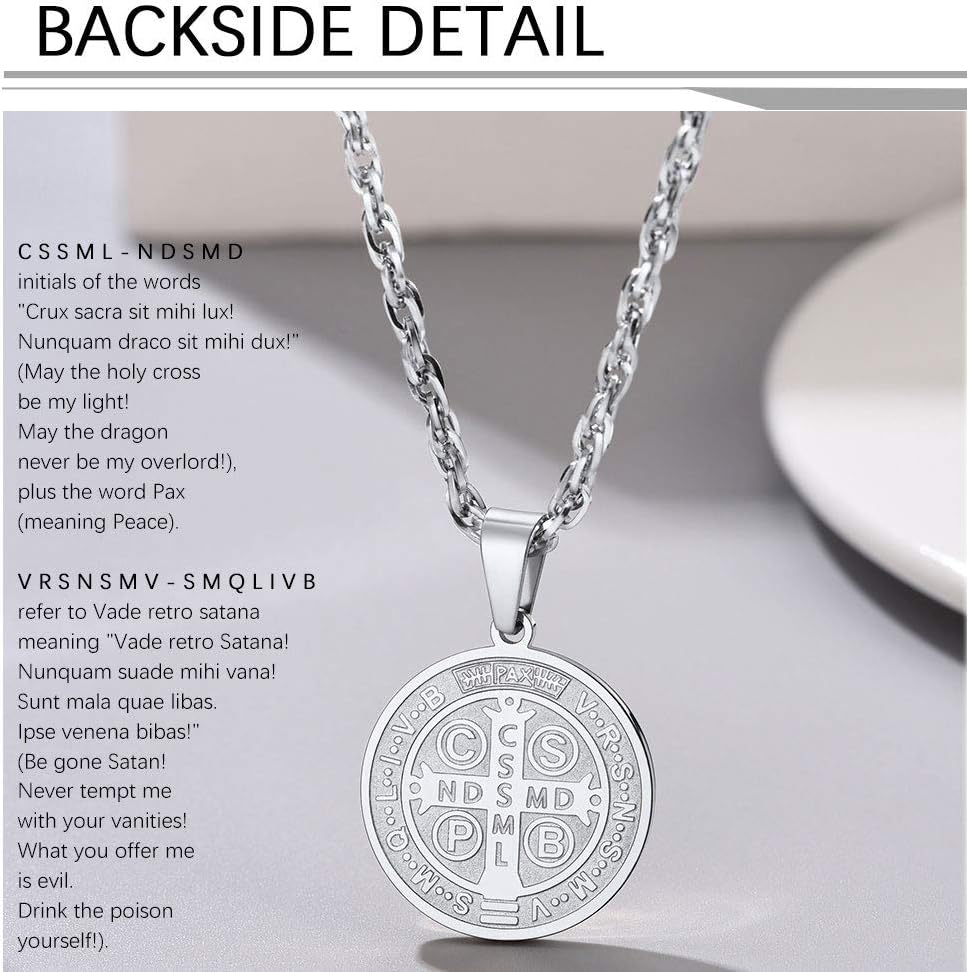 Detalle de Collana con pendente religiosa PROSTEEL San Benedetto e San Cristoforo in acciaio placcato oro 18K