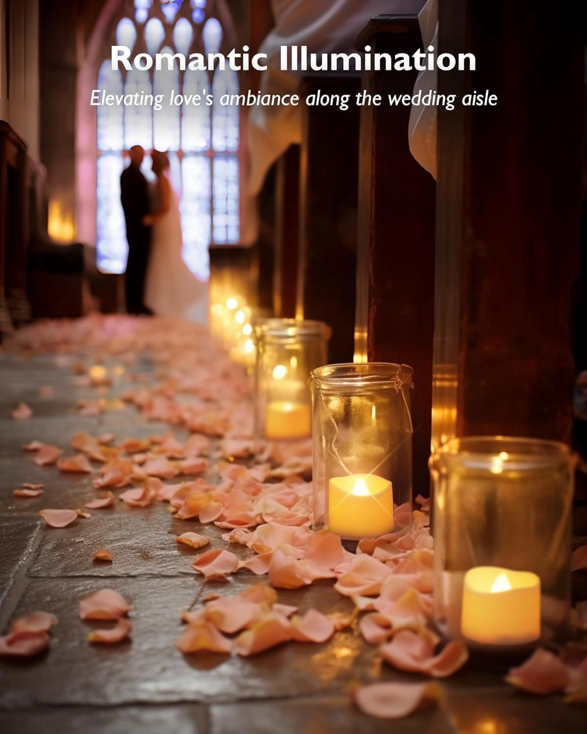 Thumbnail 4 de Homemory 24 Pack Battery Tea Lights (Ivory White) – flameless flickering LED tealights for weddings and home décor