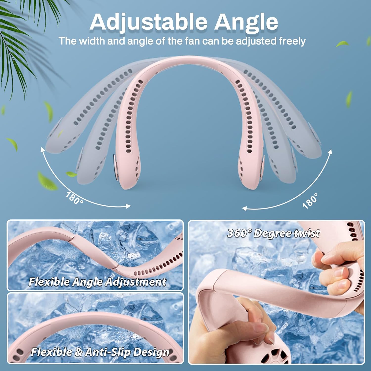Thumbnail 3 de Portable Neck Fan with 360° Bladeless Cooling | USB Rechargeable, 3 Speeds, 2600mAh