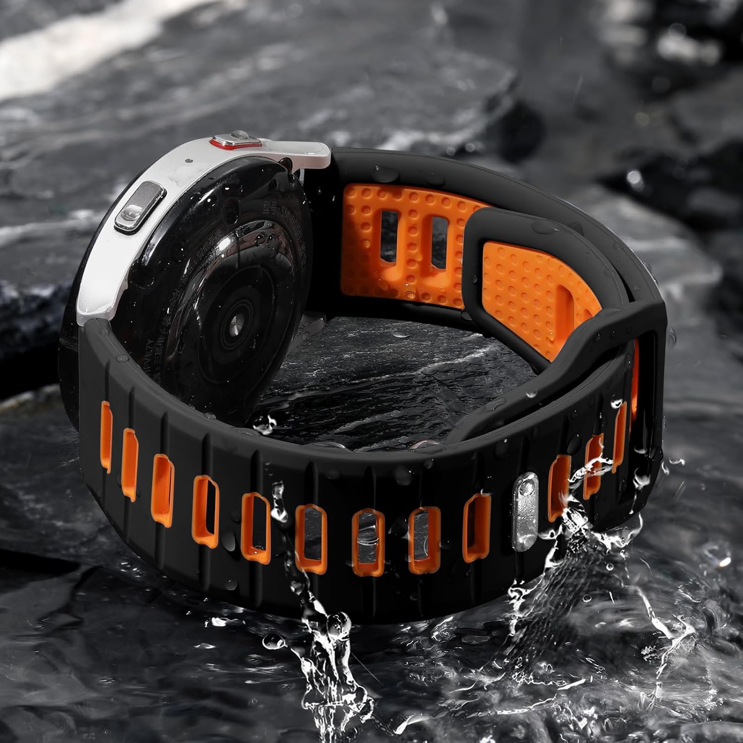 Detalle 2 de CeMiKa 20mm Rugged Strap for Samsung Galaxy Watch Series (44mm/40mm) – Soft Silicone, Dual Colour