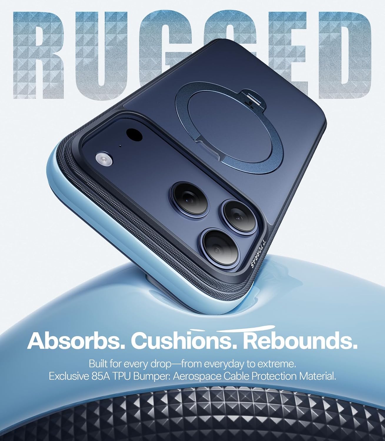 Thumbnail 3 de TORRAS Q3 Rugged Case for iPhone 17 Pro with 360° Magnetic Stand