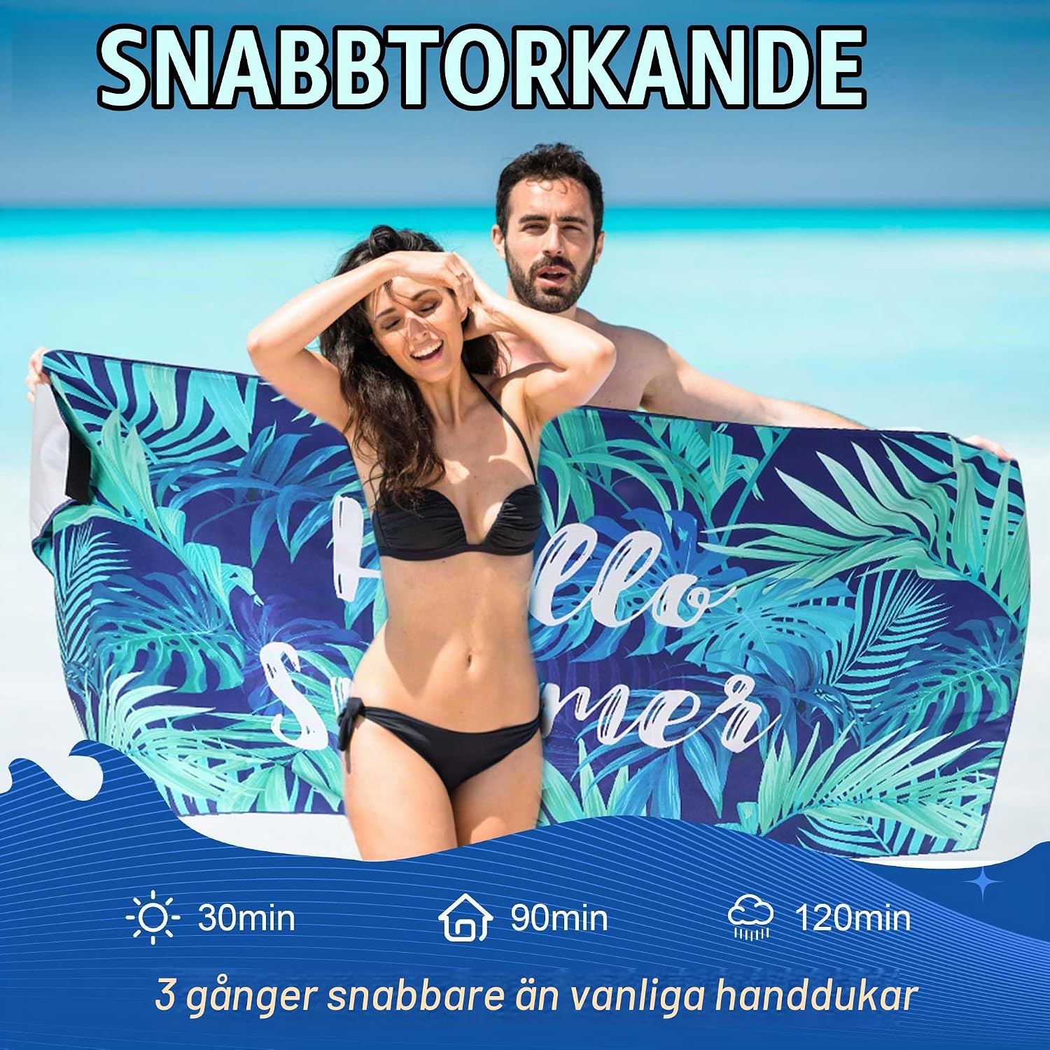 Thumbnail 6 de Pameil mikrofiberstrandhandduk 90 x 180 cm, snabbtorkande och sandavvisande