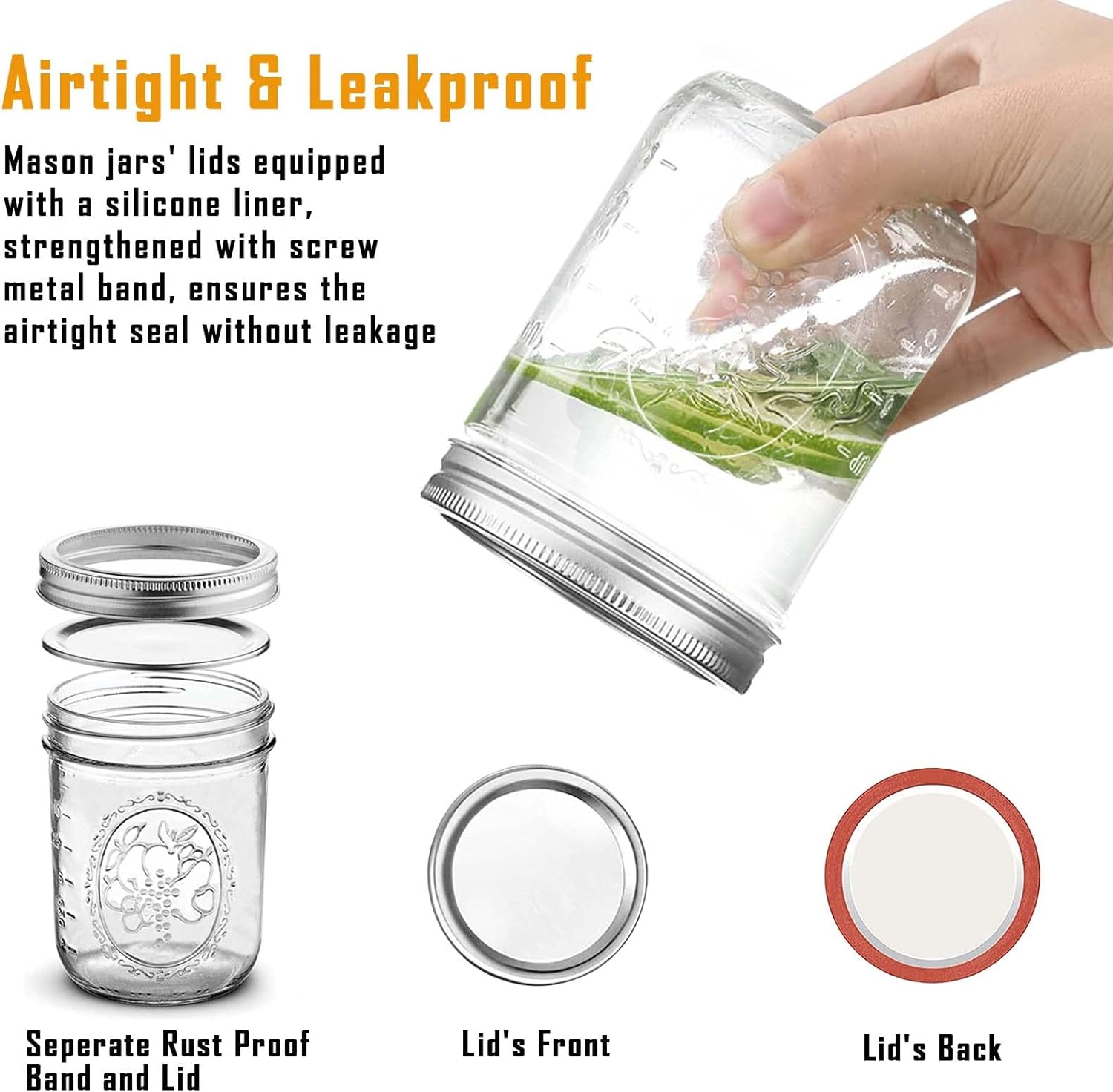 Detalle de Miuyhji Wide Mouth Mason Jars 16 oz for Preserving 🫙