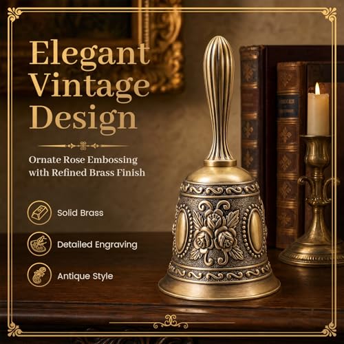 Thumbnail 1 de DomeStar Vintage Brass Hand Bell — Elegant Victorian-Style Call Bell for Bedside, Events, and Holiday Gatherings