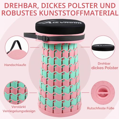 Thumbnail 3 de ALEVMOOM Verbesserter Dickerer Zusammenklappbarer Hocker – Teleskophocker mit Kissen, 50 cm, 450 kg Traglast