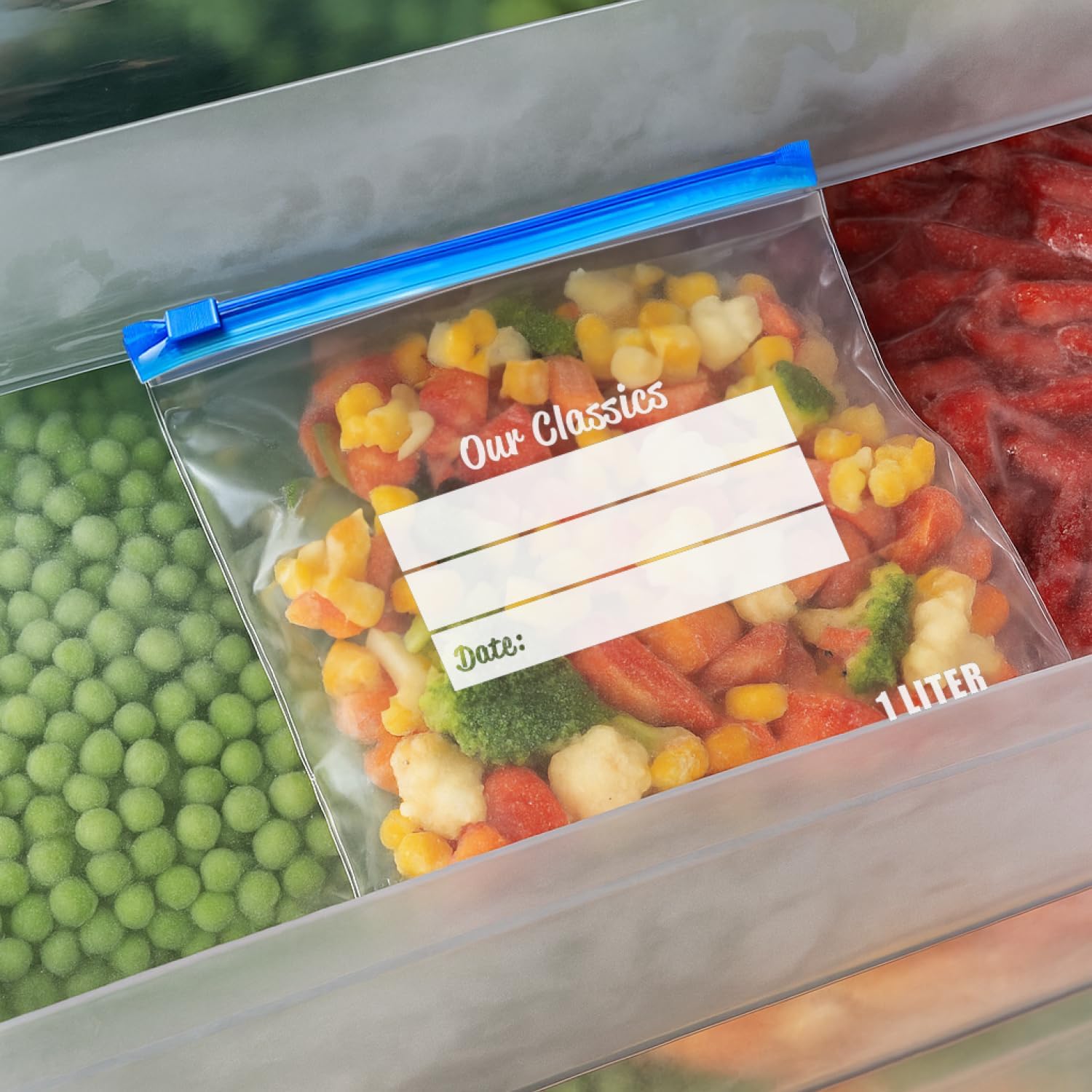 Thumbnail 4 de com-four® 120x sacs de congélation 1 L – sachets alimentaires refermables, 120 pièces