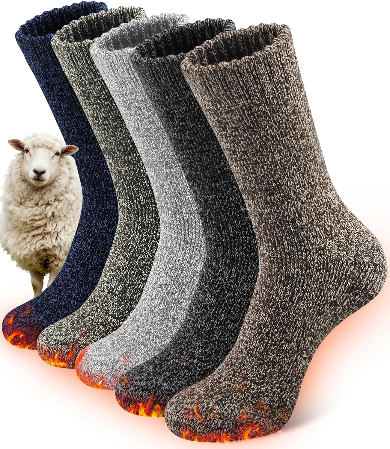 Detalle de SIHOHAN Merino Wool Socks Mens Thermal Socks 5 Pairs