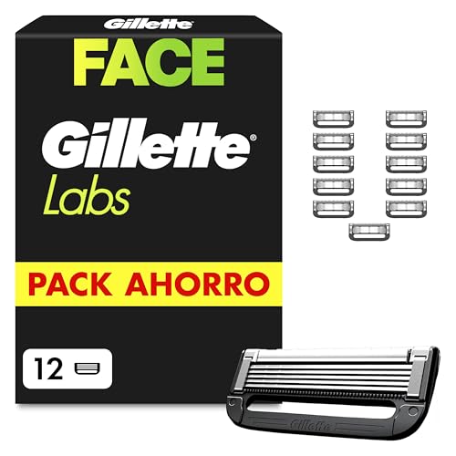 Detalle de GilletteLabs Cuchillas de Afeitar Hombre, Pack de 12: afeitado suave y preciso para maquinillas GilletteLabs