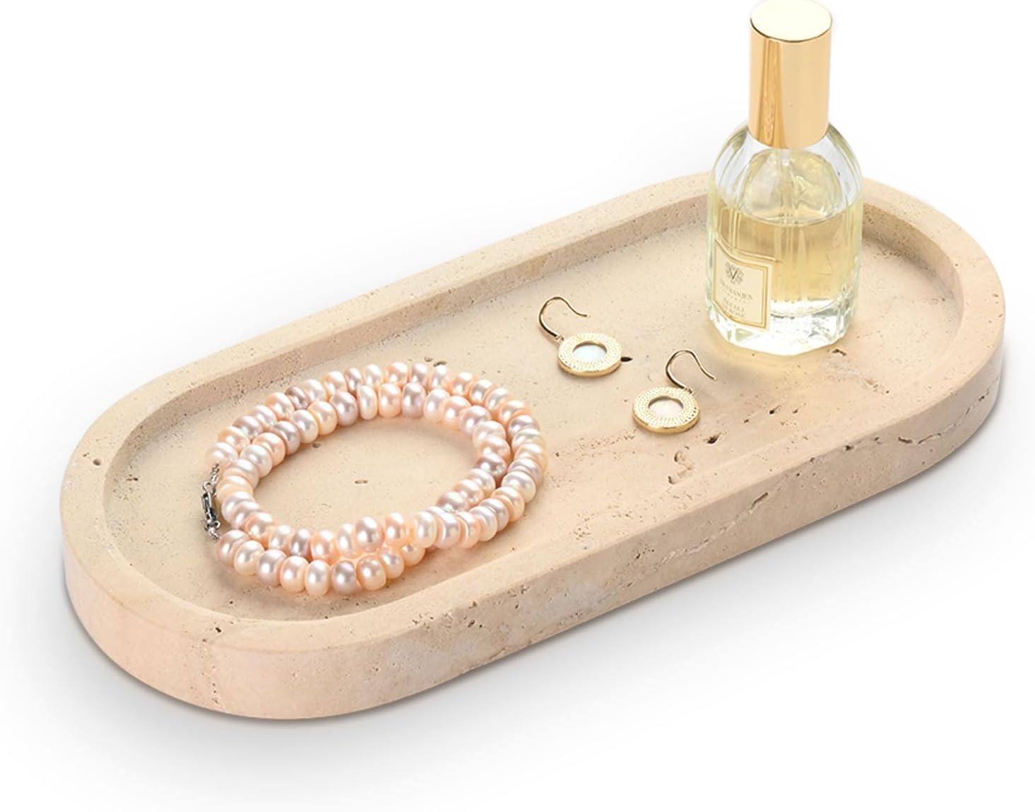 Detalle de HAMAKAWA bathroom vanity tray, travertine