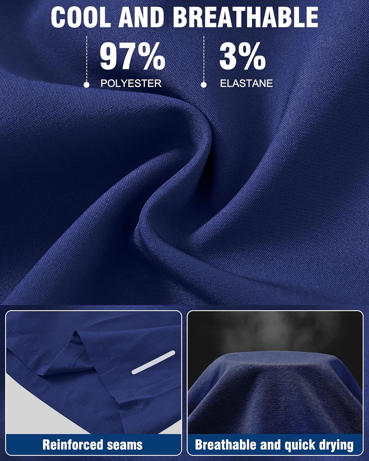 Thumbnail 1 de Zoofly 3er Pack Sportshorts Herren – Kurze, atmungsaktive Freizeit- und Trainingshosen mit Reißverschluss-Taschen
