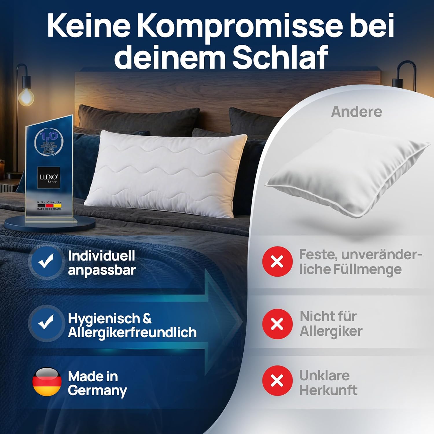Thumbnail 5 de LILENO HOME Allergiker Kopfkissen 40x80 2er Set