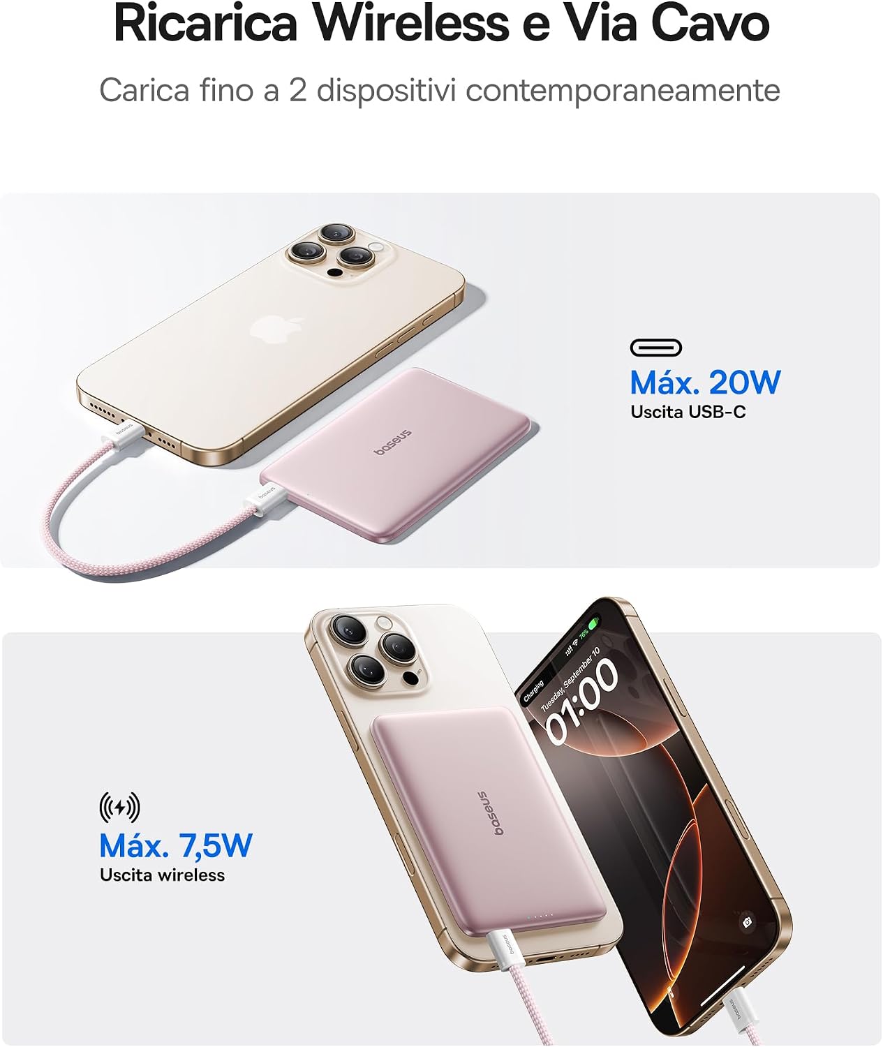 Detalle 1 de Baseus Picogo AM41 power bank Magsafe 5000 mAh