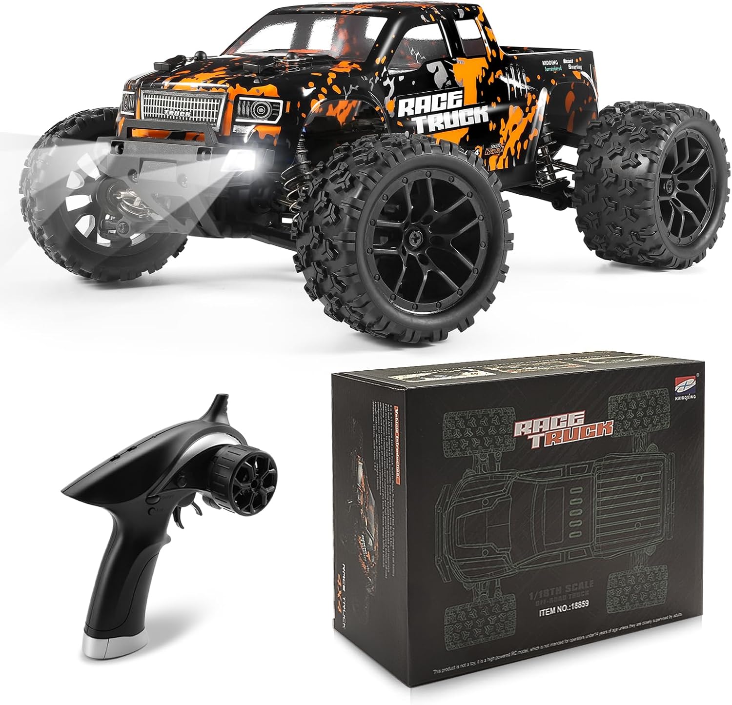Detalle de HAIBOXING 18859 1:18 RC Monster Truck, 4WD, 36 km/h, Two Batteries