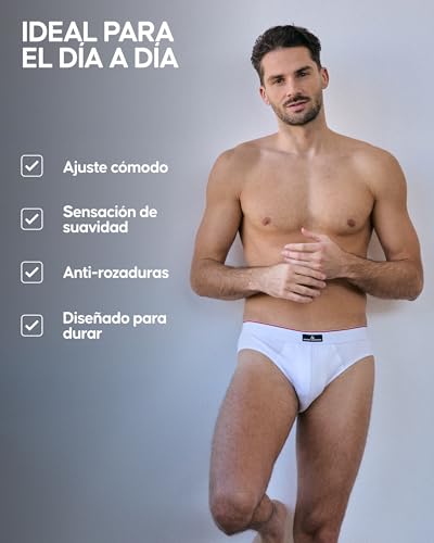 Thumbnail 2 de DANISH ENDURANCE Calzoncillos Hombre Slip – Algodón transpirable, Pack 3 o 6, Blanco/Rojo, Talla L