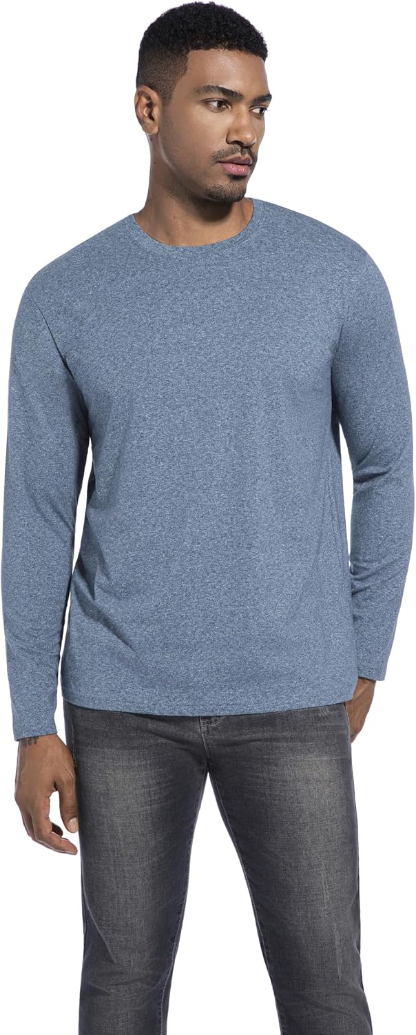 Detalle 2 de VEIISAR Herren Langarm- und Kurzarm-T-Shirt (200 g Baumwolle), 95% Baumwolle + 5% Elasthan – Slim Fit