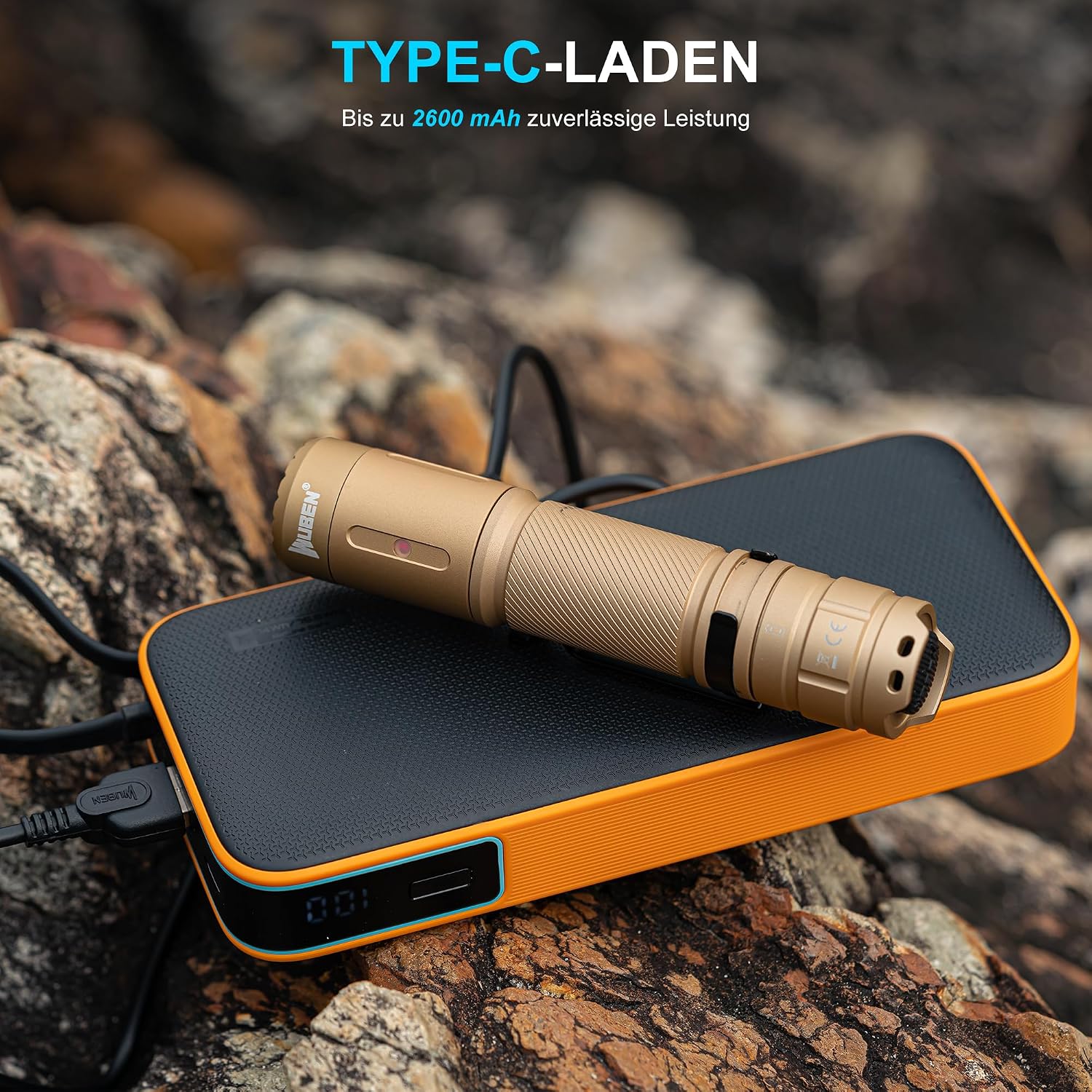 Detalle de WUBEN C3 LED-Taschenlampe (aufladbar) mit 1.200 Lumen, 6 Modi und IP68