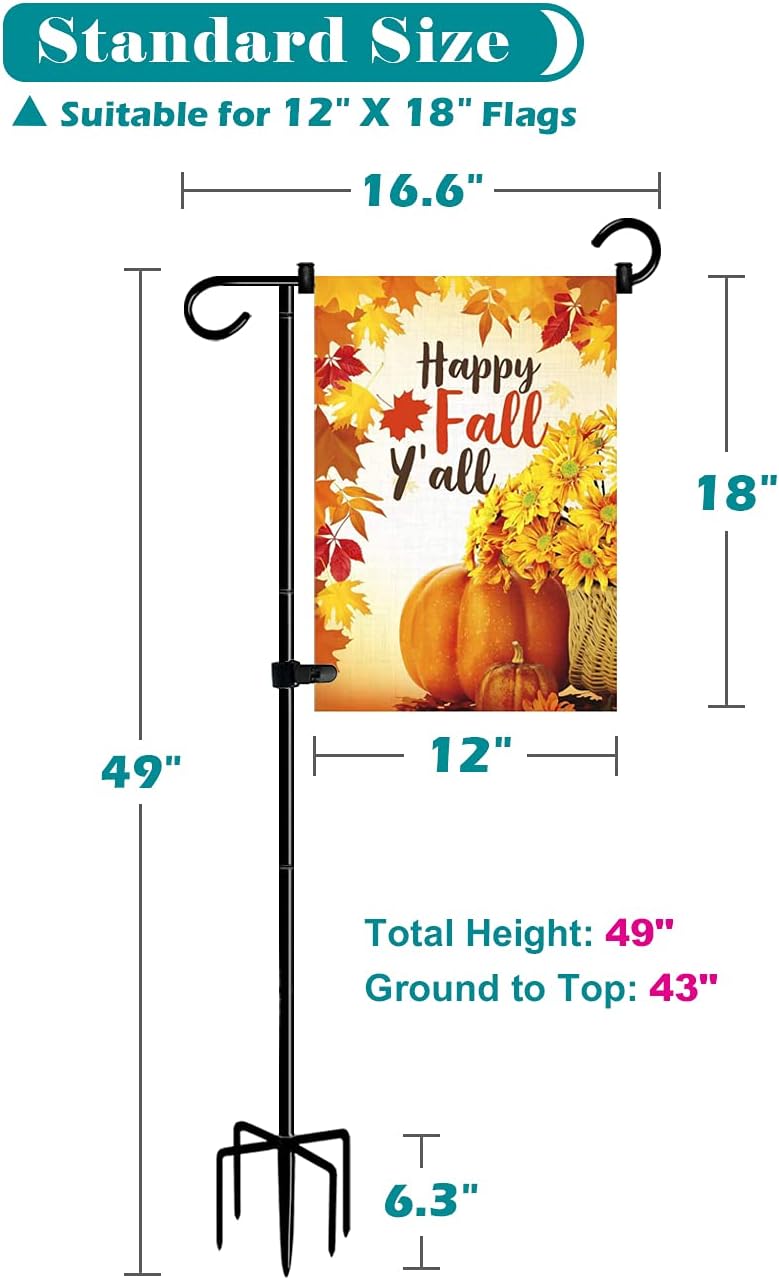 Detalle de Koutemie 49-Inch Garden Flag Stand, Adjustable 33 or 49 Inches, 5-Prong Base