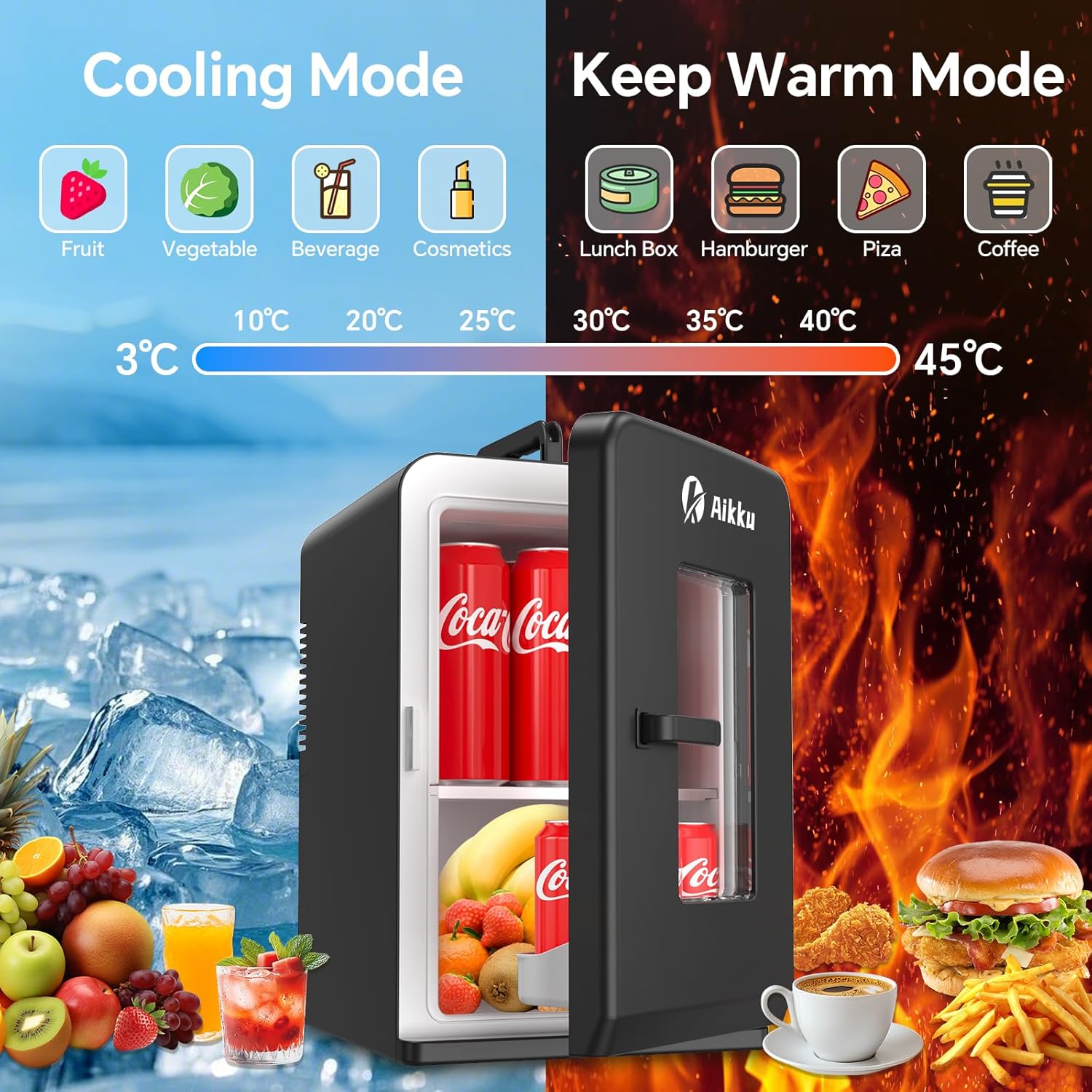 Thumbnail 1 de AIKKU Mini Kühlschrank 2 in 1 15 L