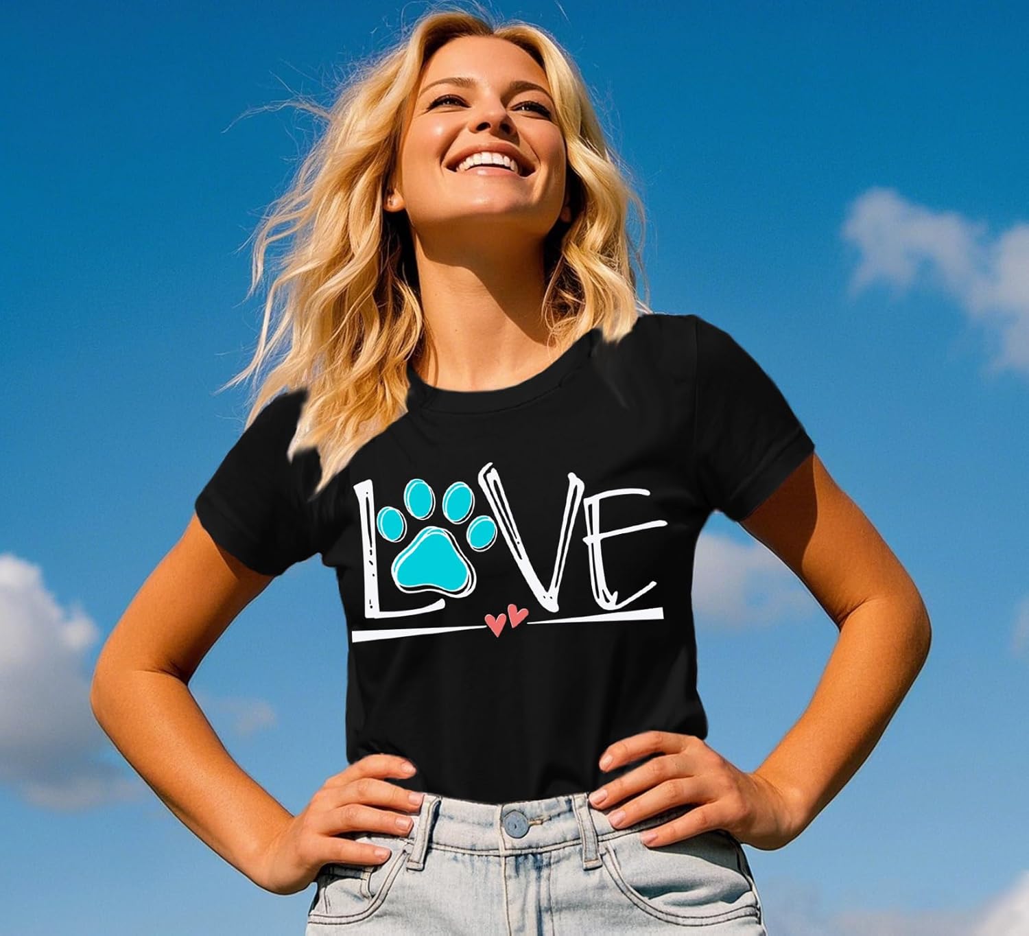 Detalle 2 de Qskall Womens Mama Treat Dealer Dog Paw Printing Tee