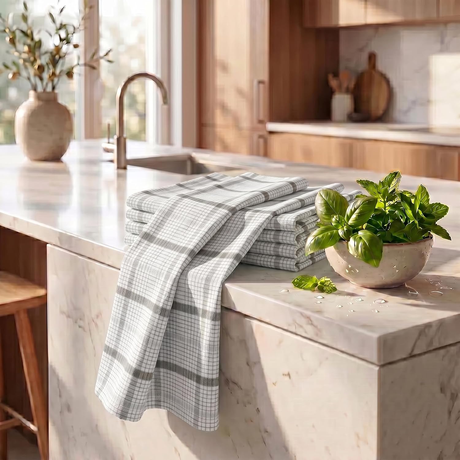 Detalle 2 de Urban Villa 100% Cotton Kitchen Towels – Set of 6 (20x30) with Hanging Loops
