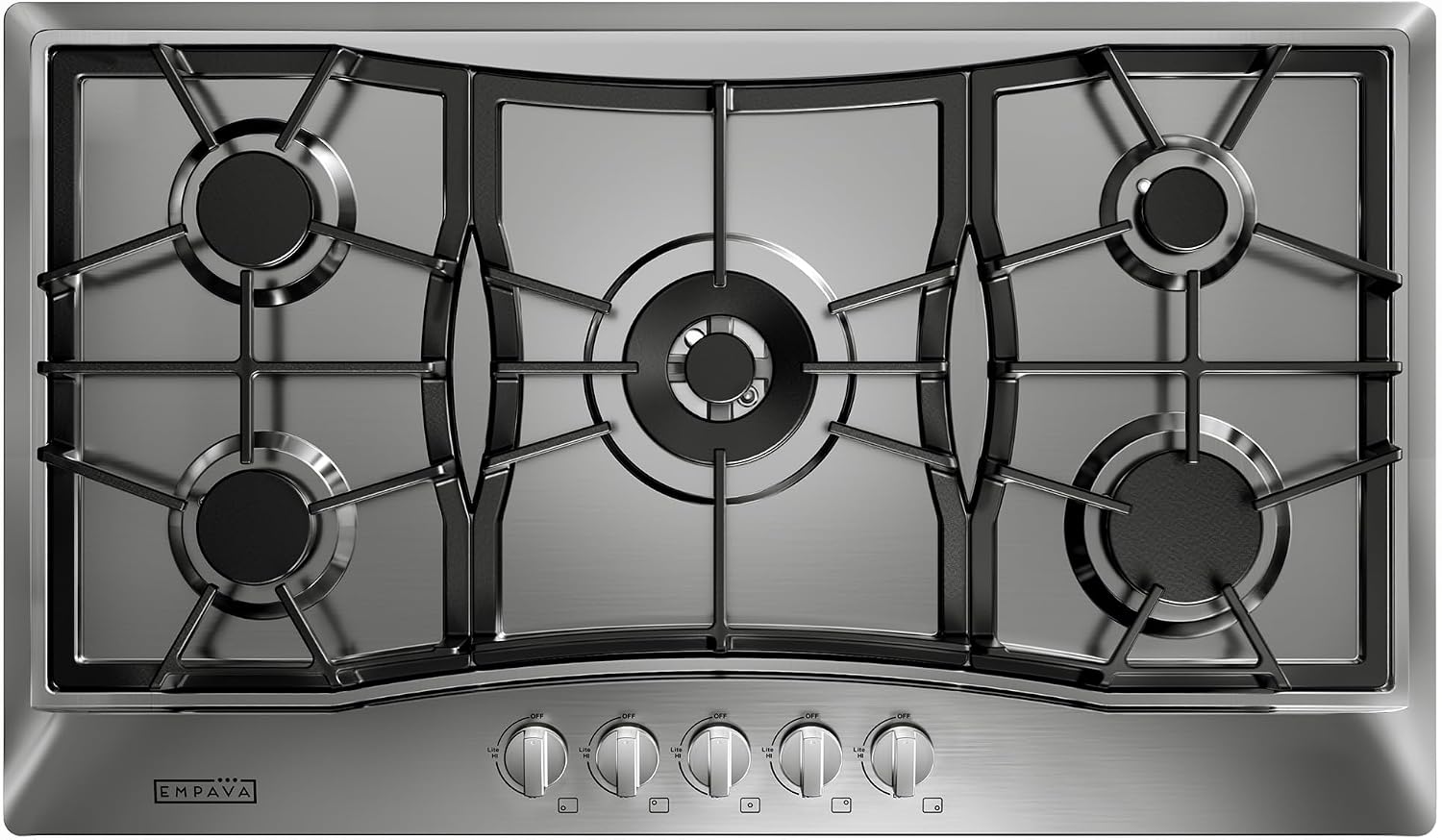 Detalle de Empava 36 Inch Built-In Gas Cooktop, 5 SABAF Burners, LPG/NG Convertible