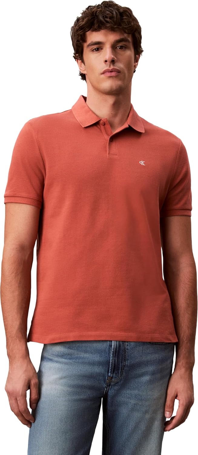 Detalle de Calvin Klein Men’s Short Sleeve Monogram Pique Cotton Polo Shirt