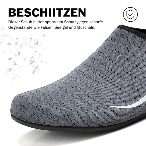 Detalle de Sixspace Badeschuhe Damen/Unisex Grau 38 EU – Wasserschuhe mit rutschfester Sohle