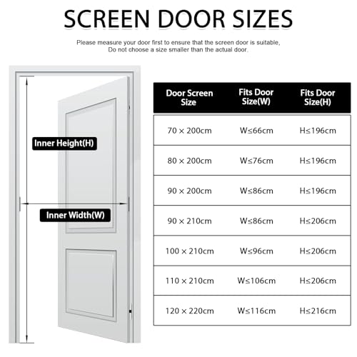 Detalle de YRH Magnetic Fly Screen Door (90x210cm, Black) – Hands-free, Tool-free, Durable Mesh