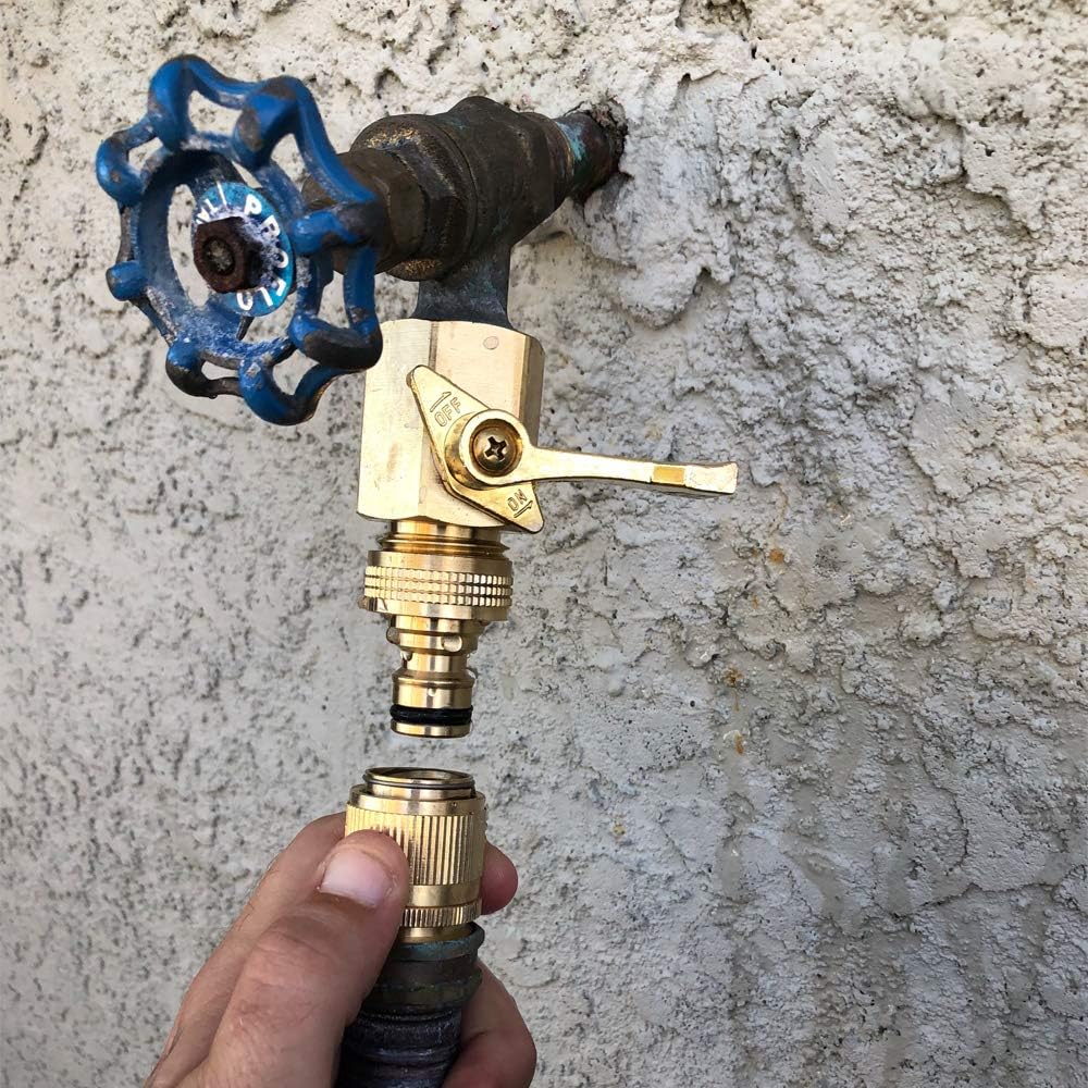 Detalle de HQMPC Garden Hose Quick Connect System — Solid Brass 3/4 inch GHT (2 Sets)