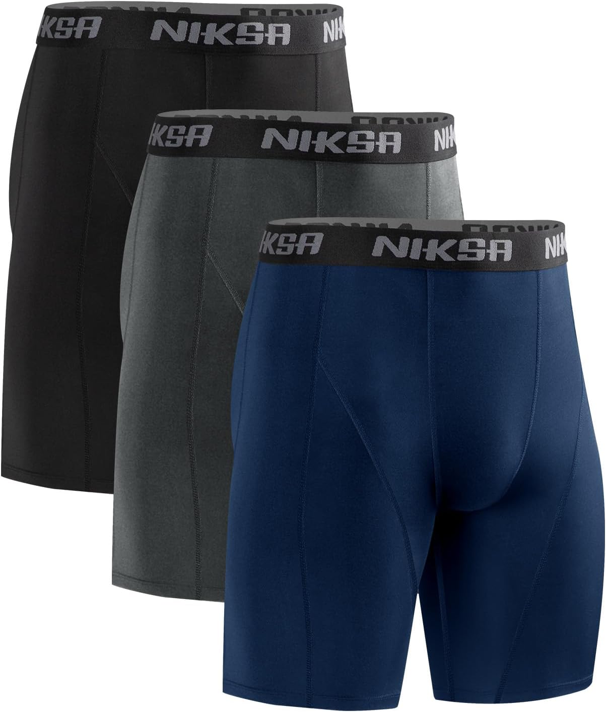 Detalle de Niksa Compression Shorts Men (2 Pack) – Anti-Chafing Base Layer for Training & Athletics