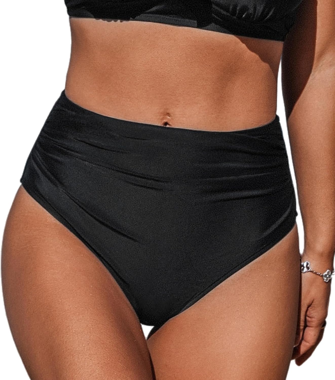 Detalle de CUPSHE Bas de bikini taille haute noir