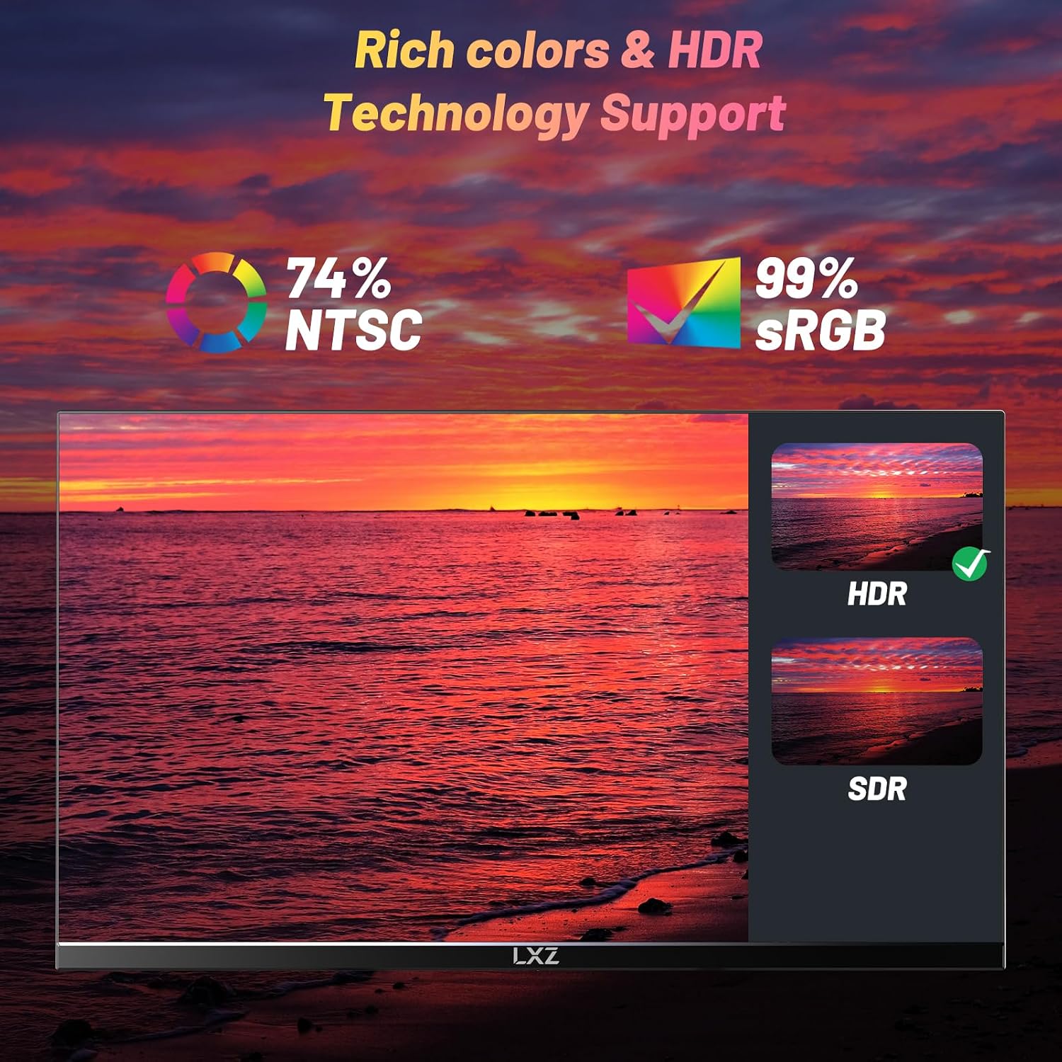 Detalle de LXZ 24,5 Zoll Gaming Monitor – 200 Hz, IPS, FHD mit integrierten Lautsprechern und Eye Care