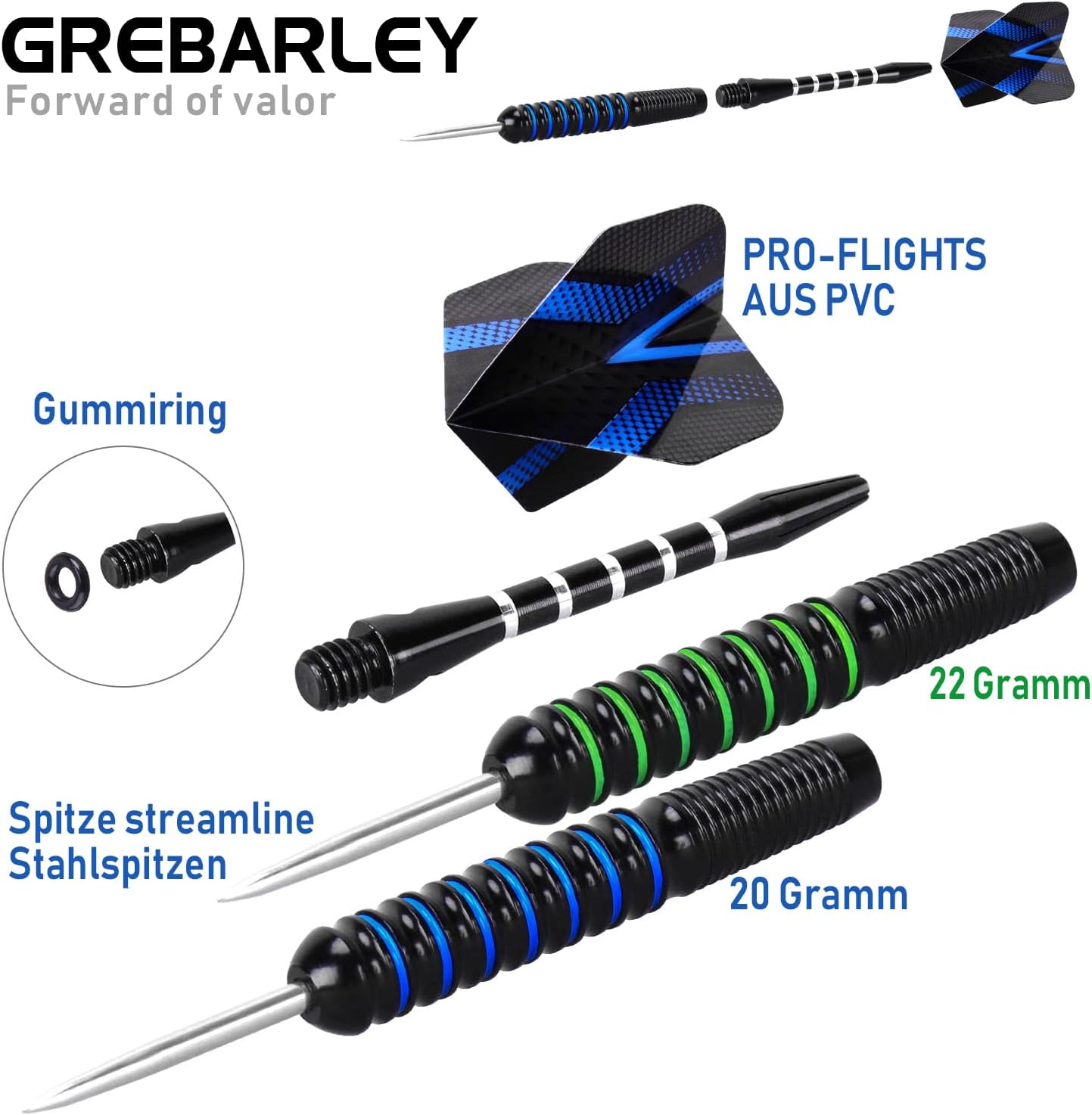 Detalle 2 de Grebarley Dartpfeile Steeldarts 12 Stück