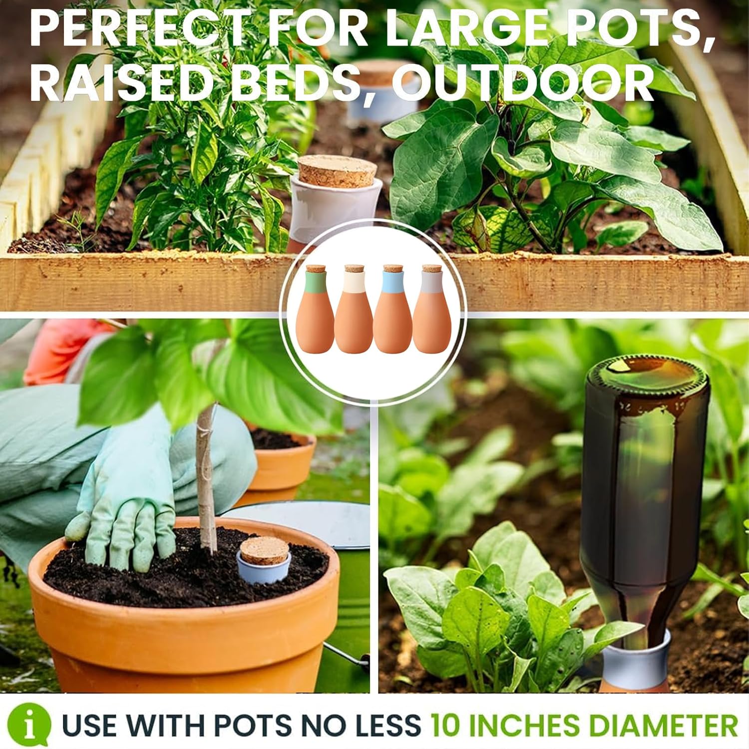 Thumbnail 4 de 4PCS Terracotta Self Watering Spikes – olla plant watering globes for slow-release irrigation