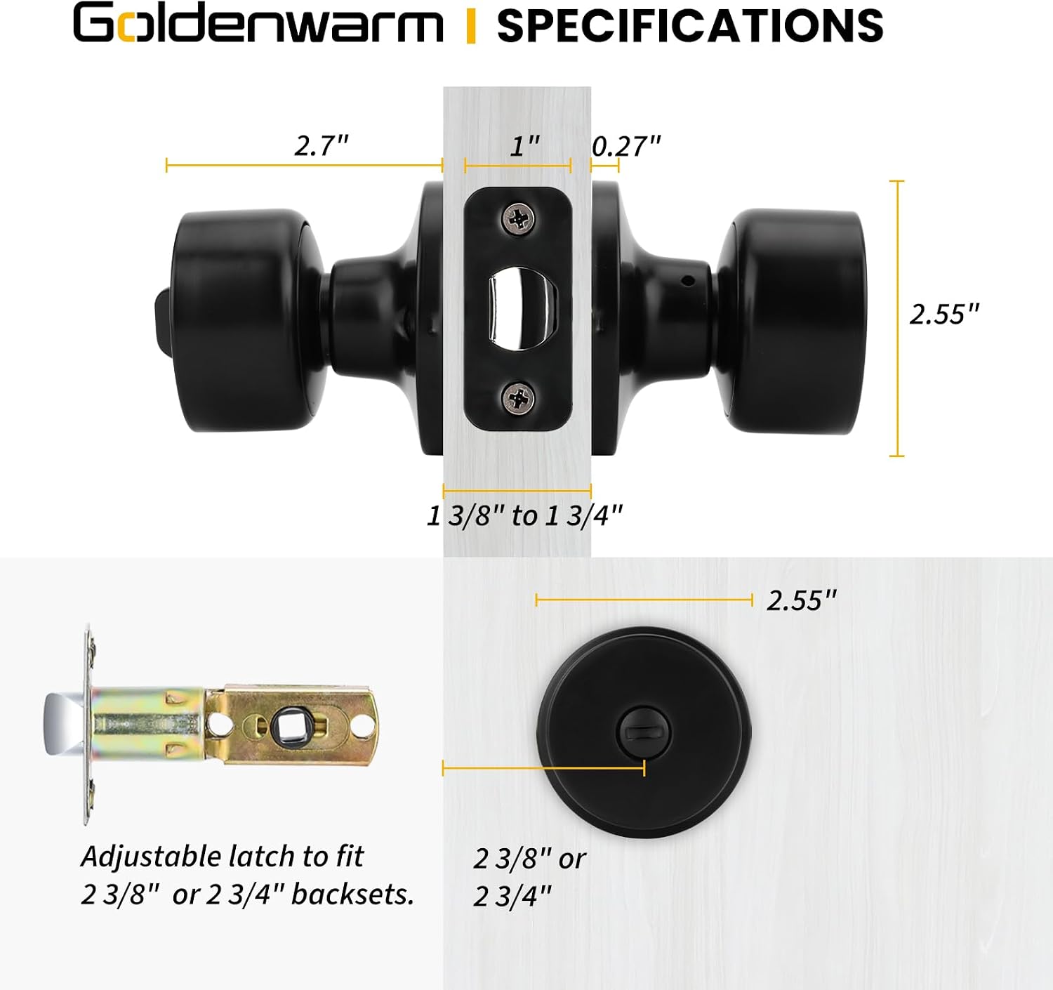 Detalle 1 de Goldenwarm Privacy Door Knobs 3-Pack