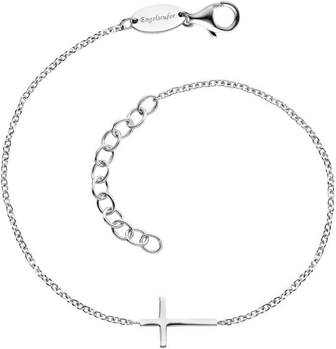 Detalle de Engelsrufer Damen-Armband 925er Silber – Kreuzanhänger, veredelt, 17–20 cm verstellbar