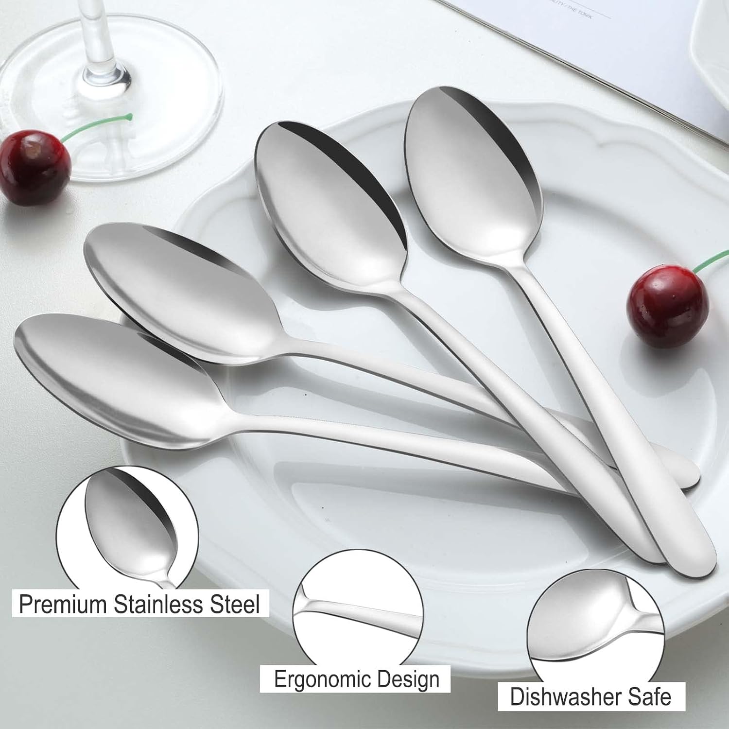 Detalle 1 de Pleafind 1374 Dinner Spoons, 36-Piece Stainless Steel Set, 7.4-Inch