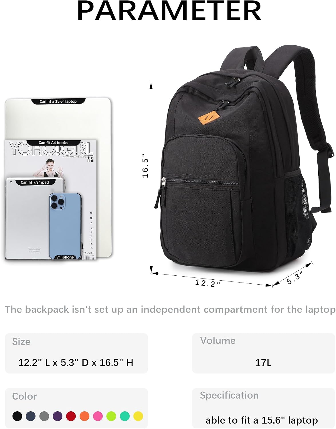 Detalle 2 de abshoo Classical Basic Travel Backpack 20L