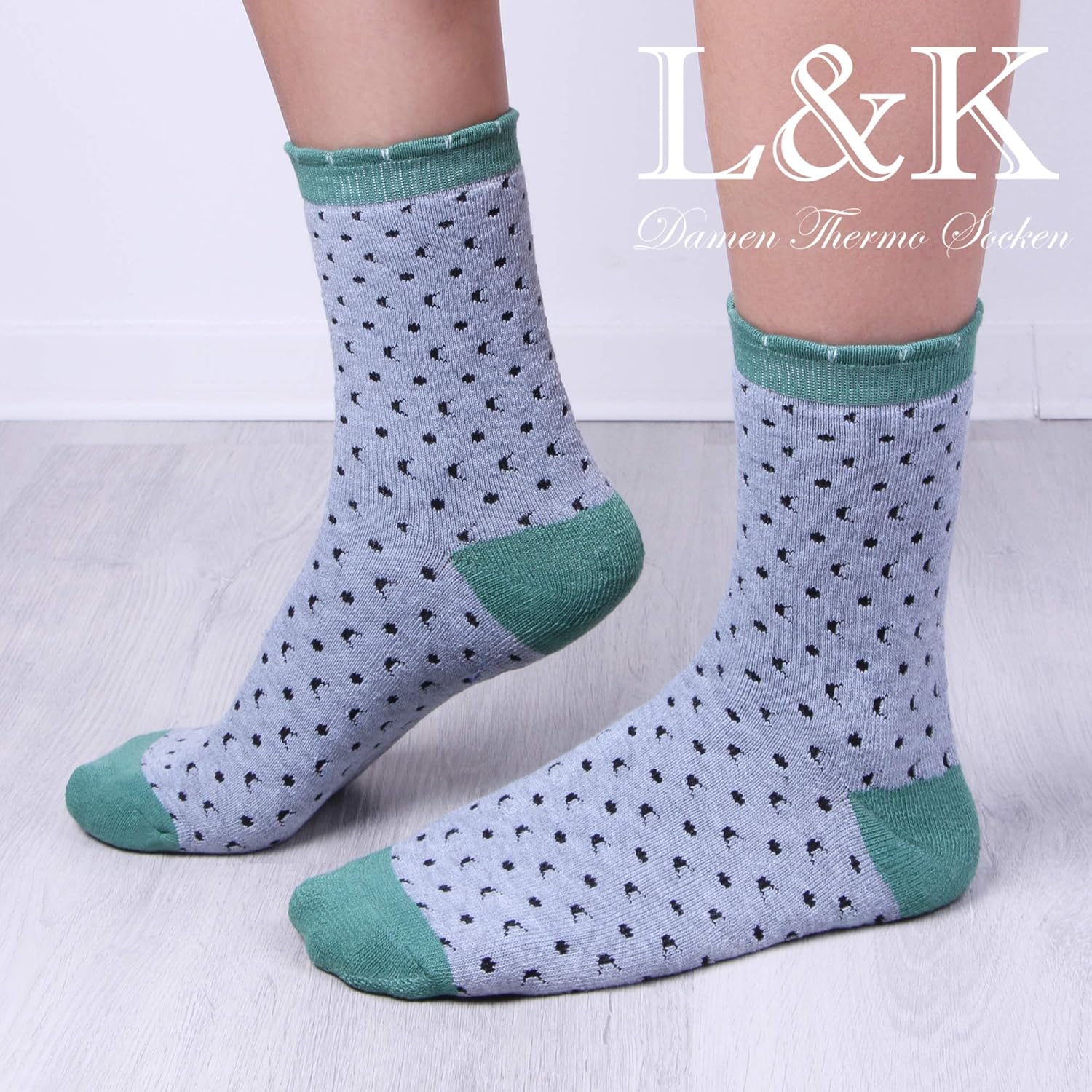 Thumbnail 6 de L&K Lot de 6 chaussettes sportives femme multicolores en coton hiver 92263VA