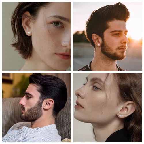 Detalle de BVLAGIDA: Ensembe de 6 paires de clous d’oreilles en acier inoxydable avec zircone cubique (3–8 mm)