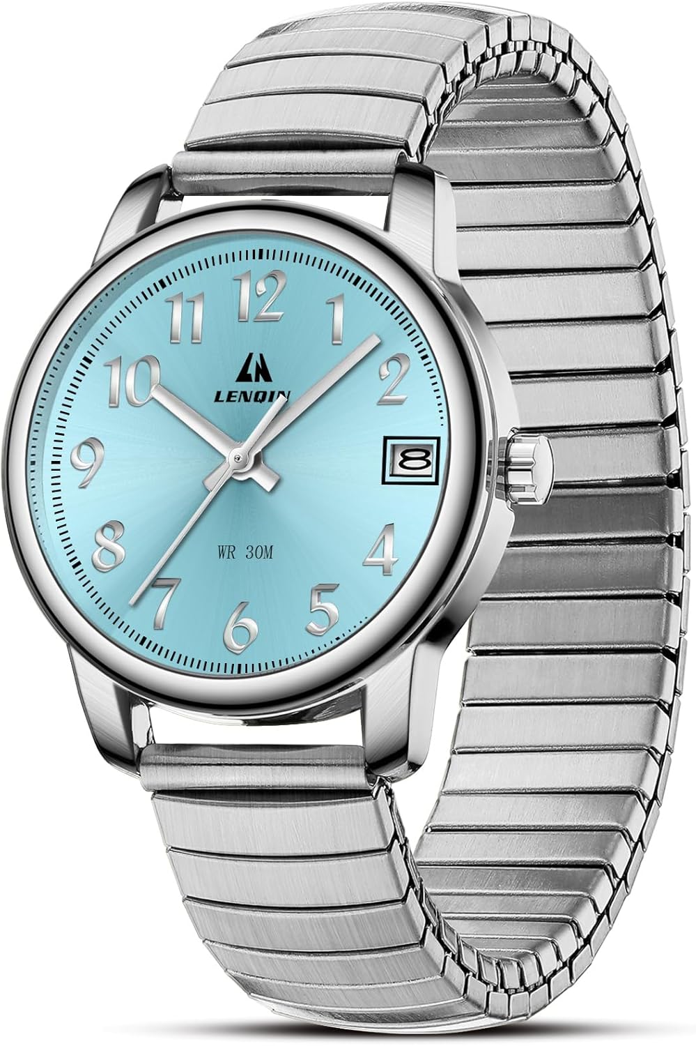 Detalle de LN LENQIN Damenarmbanduhr aus Edelstahl mit Quarzwerk, analogem Zifferblatt und 3-ATM-Schutz