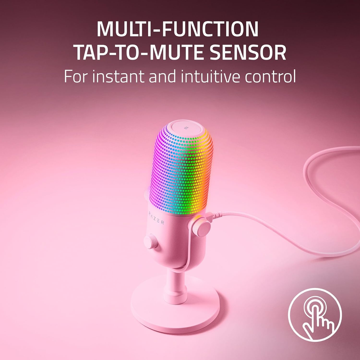 Thumbnail 2 de Razer Seiren V3 Chroma RGB USB Microphone (Quartz) – supercardioid condenser with tap-to-mute