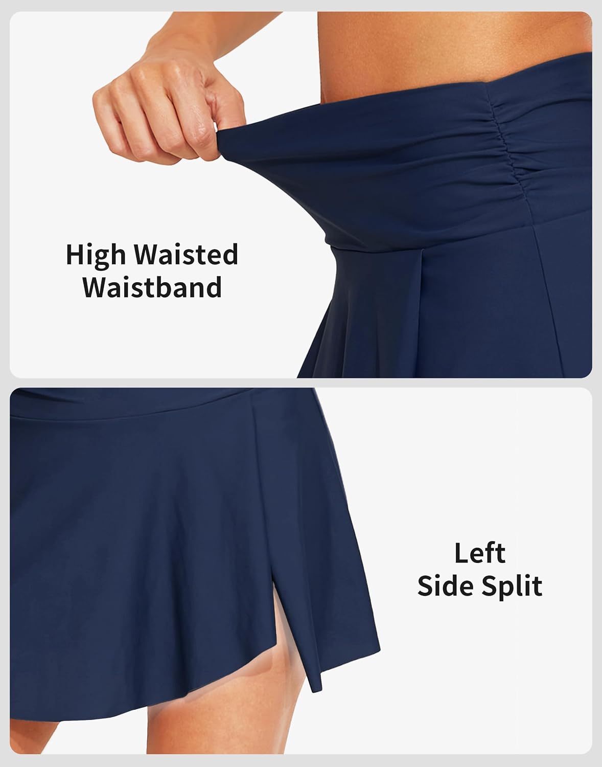 Detalle de Charmo Women High Waist Swim Skirt with Liner and Side Pockets – Tummy Control Skort Bottom