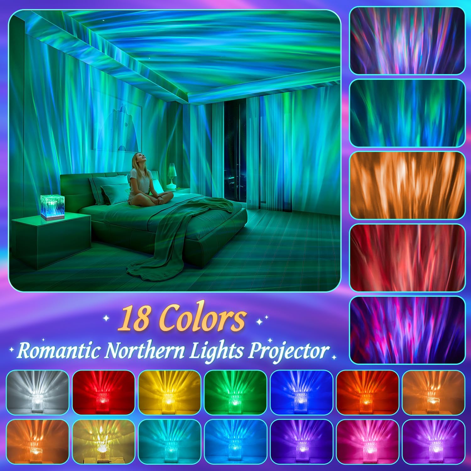 Detalle de Northern Lights Projector White Noise Sound Machine for Sleep